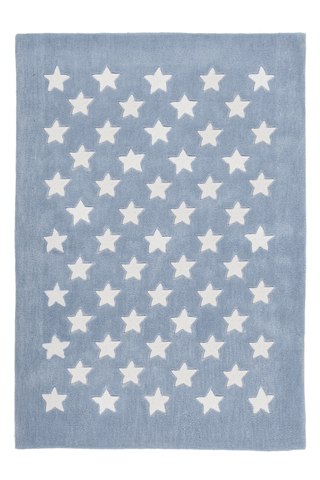 Dream 701 Pastel Blue Kids Rug with White Stars - Lalee Designer Rugs