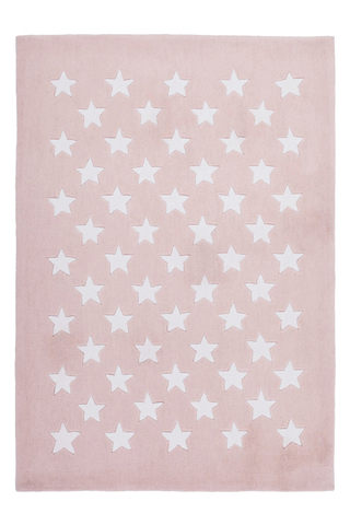 Dream 701 Powder Pink Kids Rug with White Stars - Lalee Designer Rugs