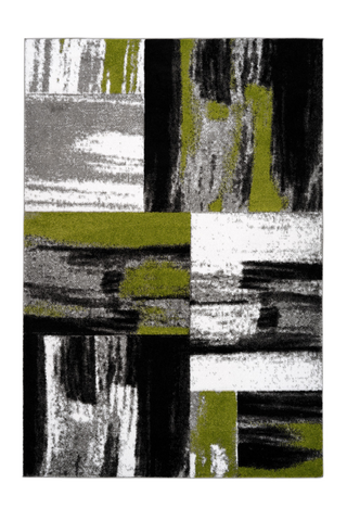 Swing 100 Modern Green and Black Rug with Checkered Design - Lalee Designer Rugs