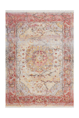 Vintage 701 Faded Multi-colour Rug with Centre Medallion - Lalee Designer Rugs