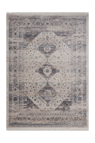 Vintage 703 Faded Silver Rug with Medallions - Lalee Designer Rugs